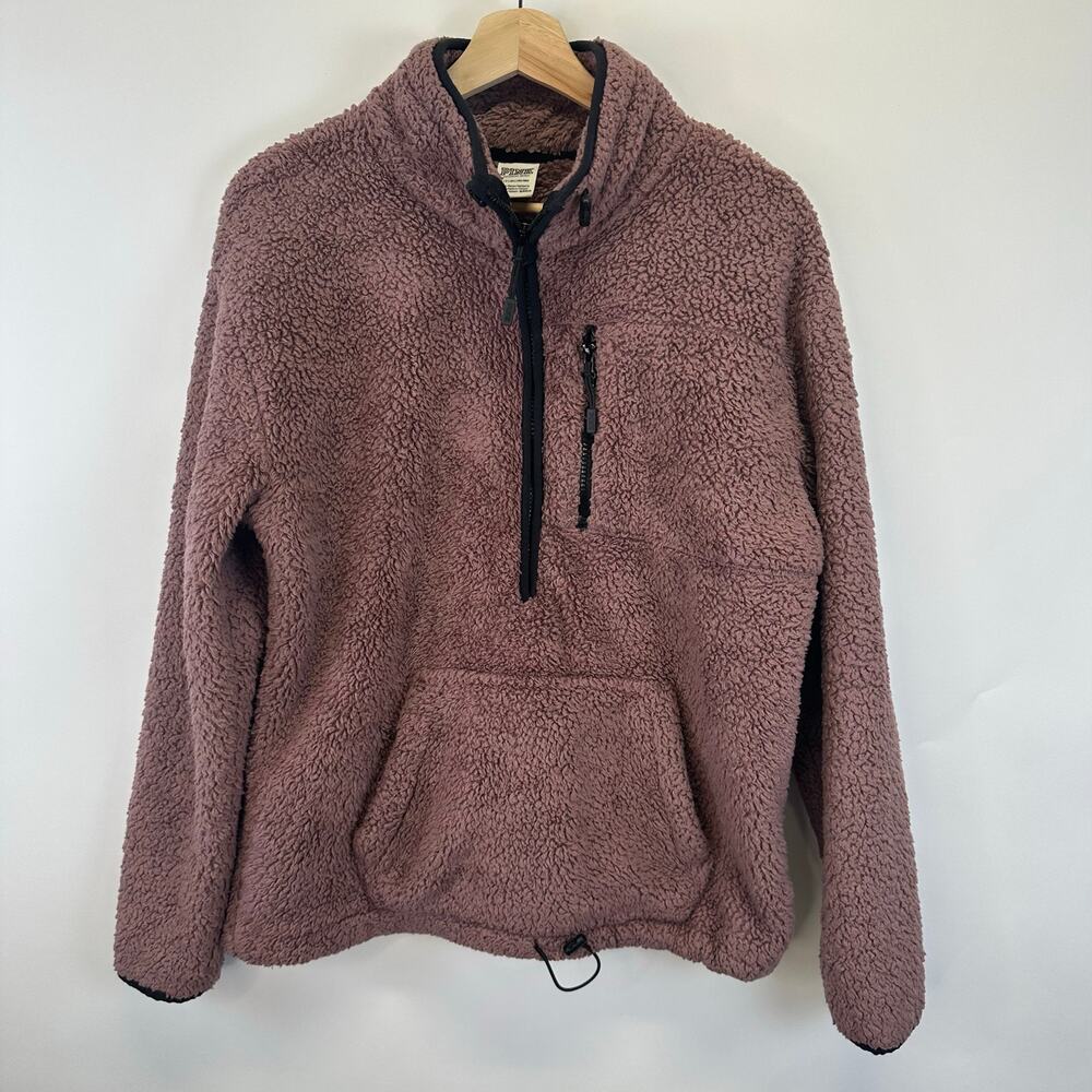Pink Victorias Secret Womens Small Quarter Zip Pull Over Purple Sherpa Fleece